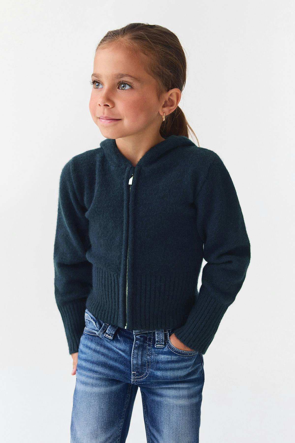 Y petite knitted hoodie