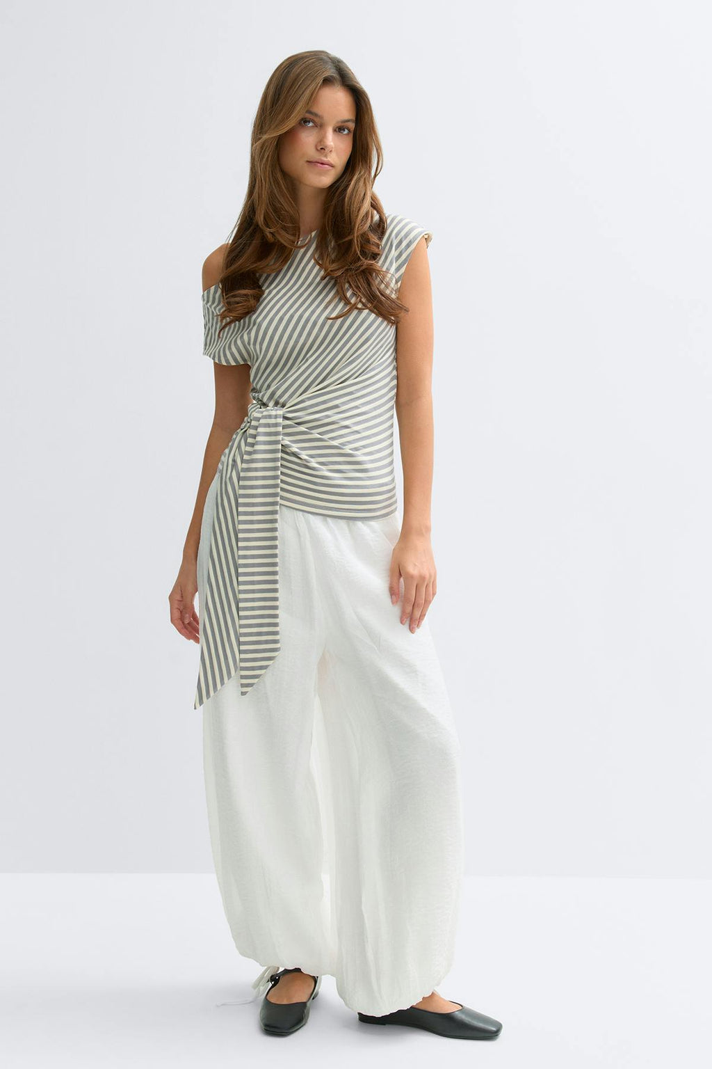 Tie detail stripe top