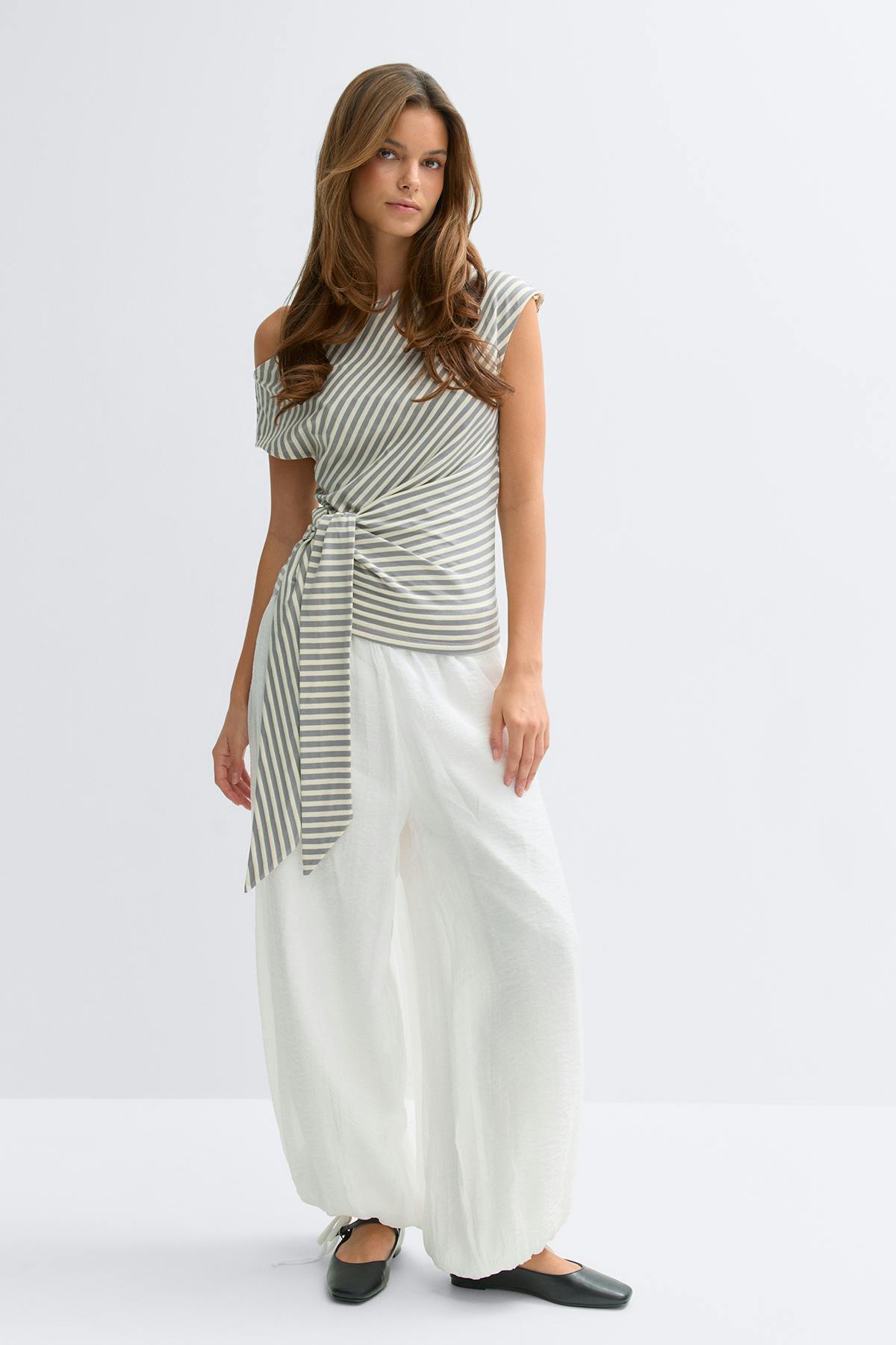 Tie detail stripe top