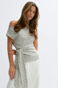 Tie detail stripe top