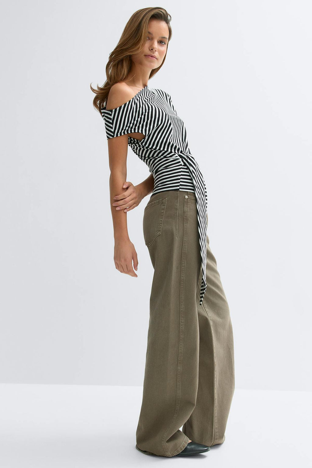 Tie detail stripe top