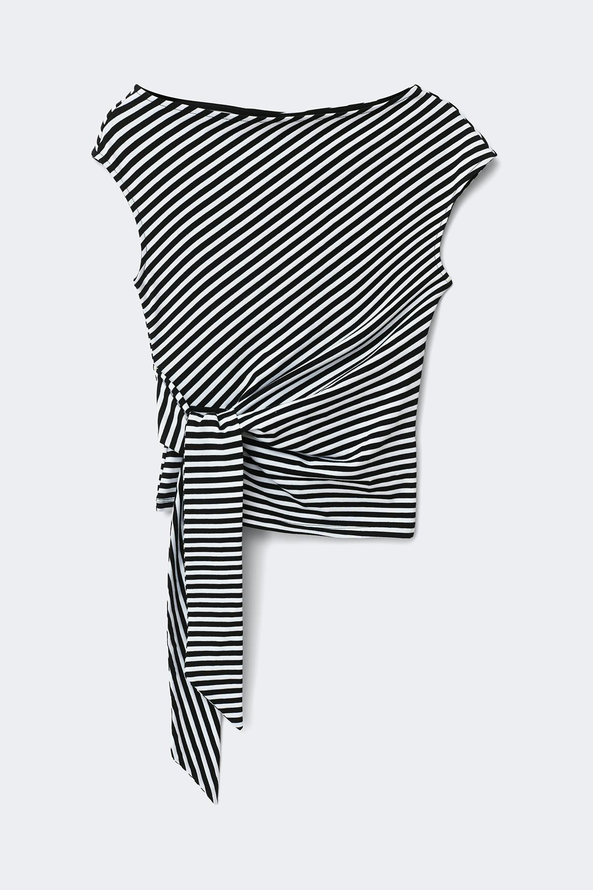 Tie detail stripe top
