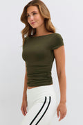 Scooped back yoga top