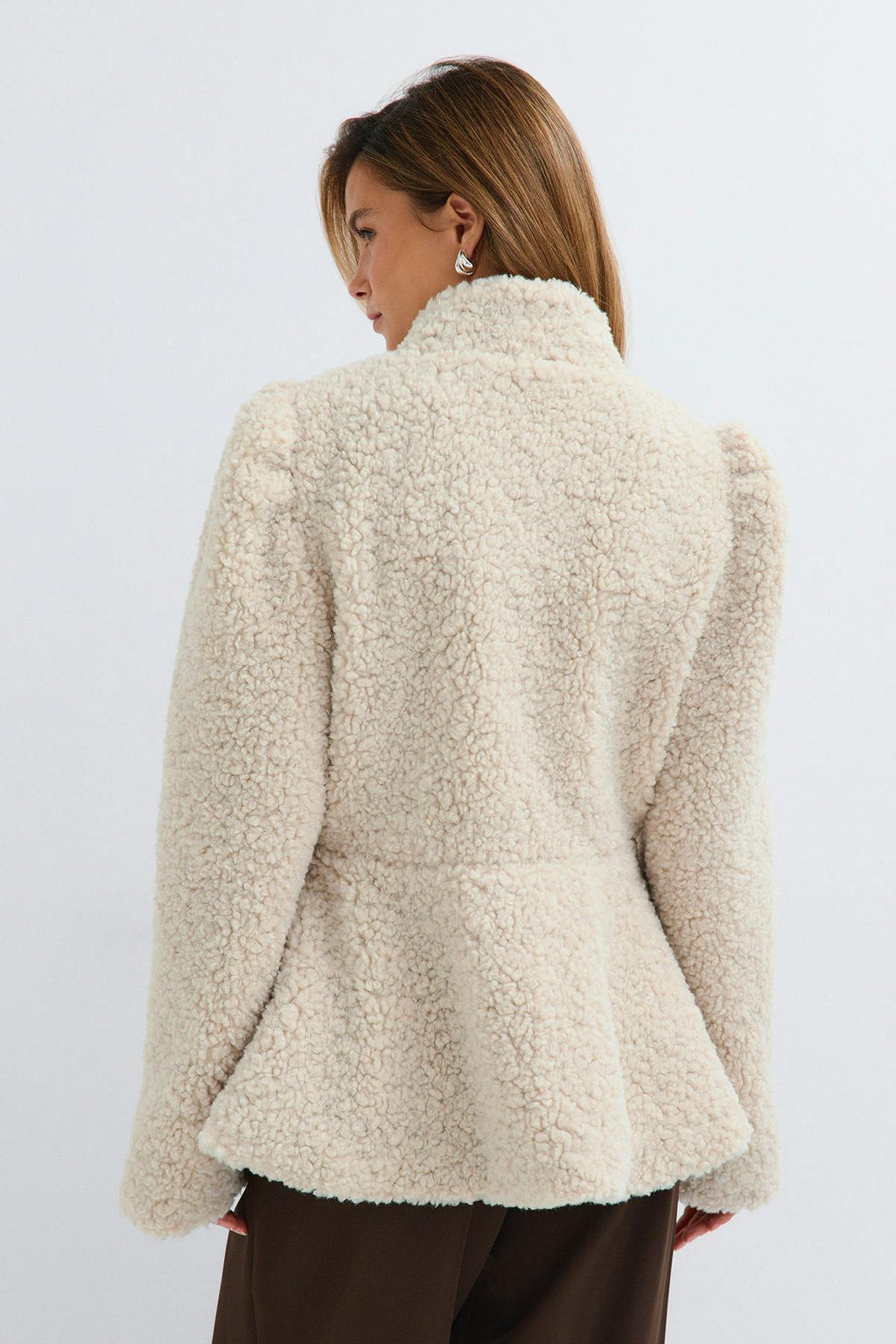 Peplum pile jacket