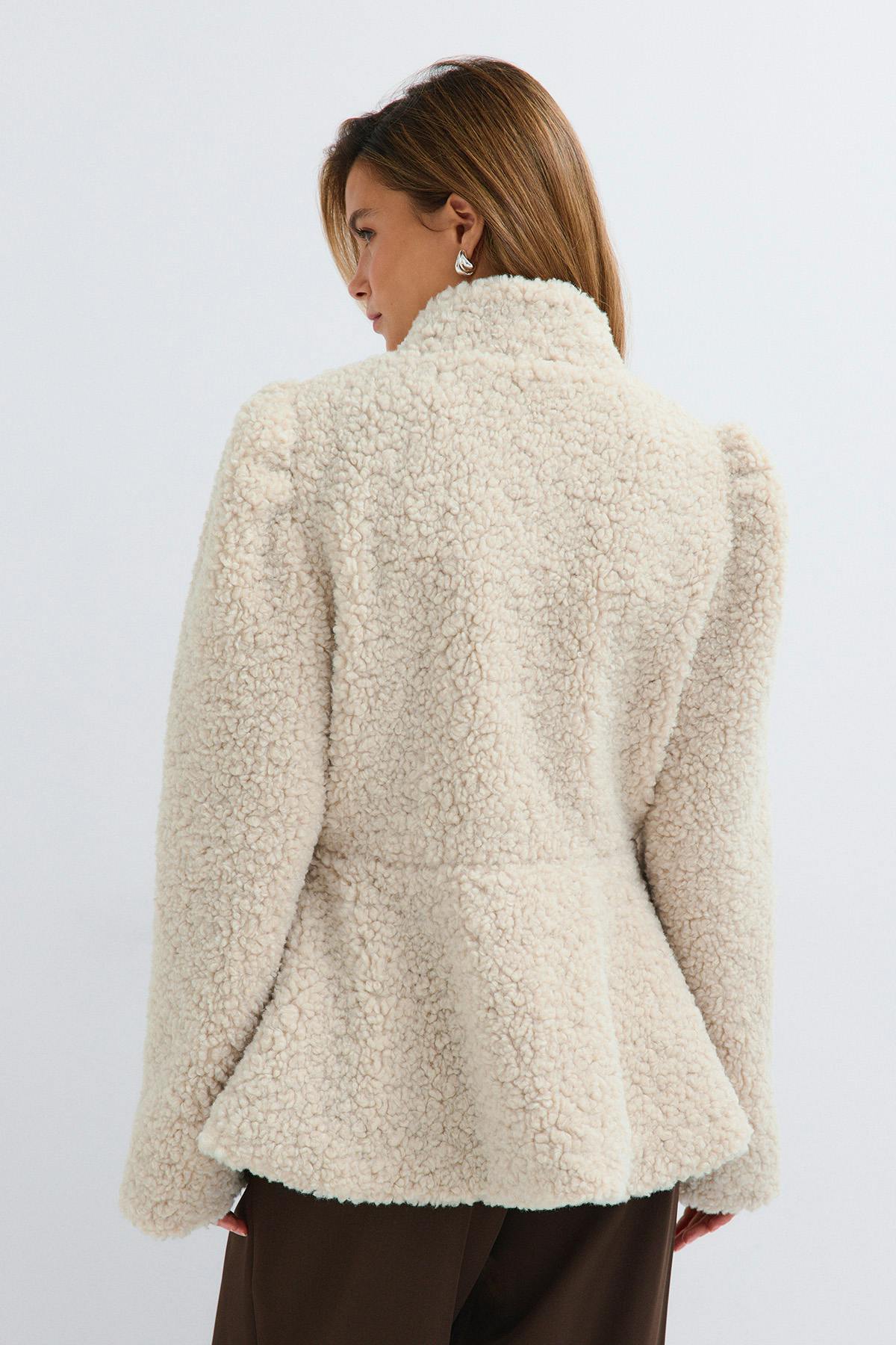 Peplum pile jacket