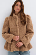 Peplum pile jacket