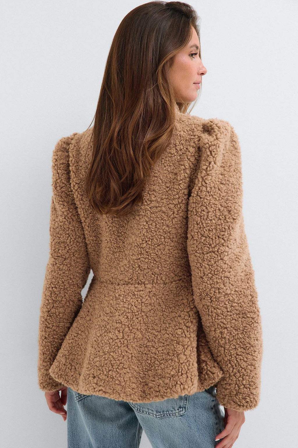 Peplum pile jacket