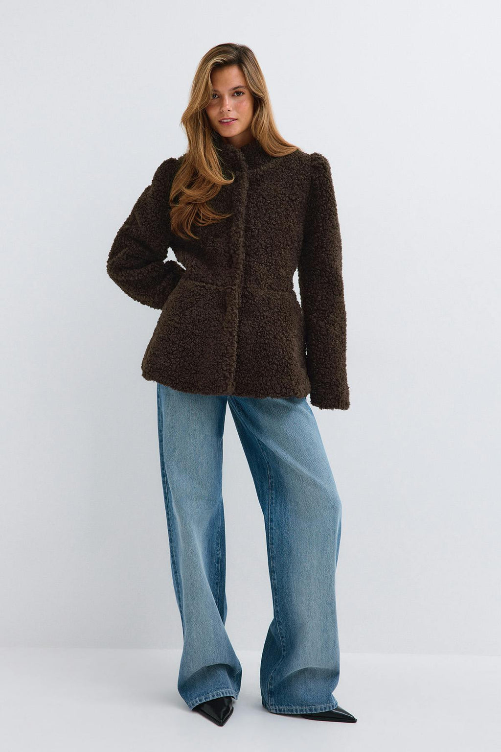Peplum pile jacket