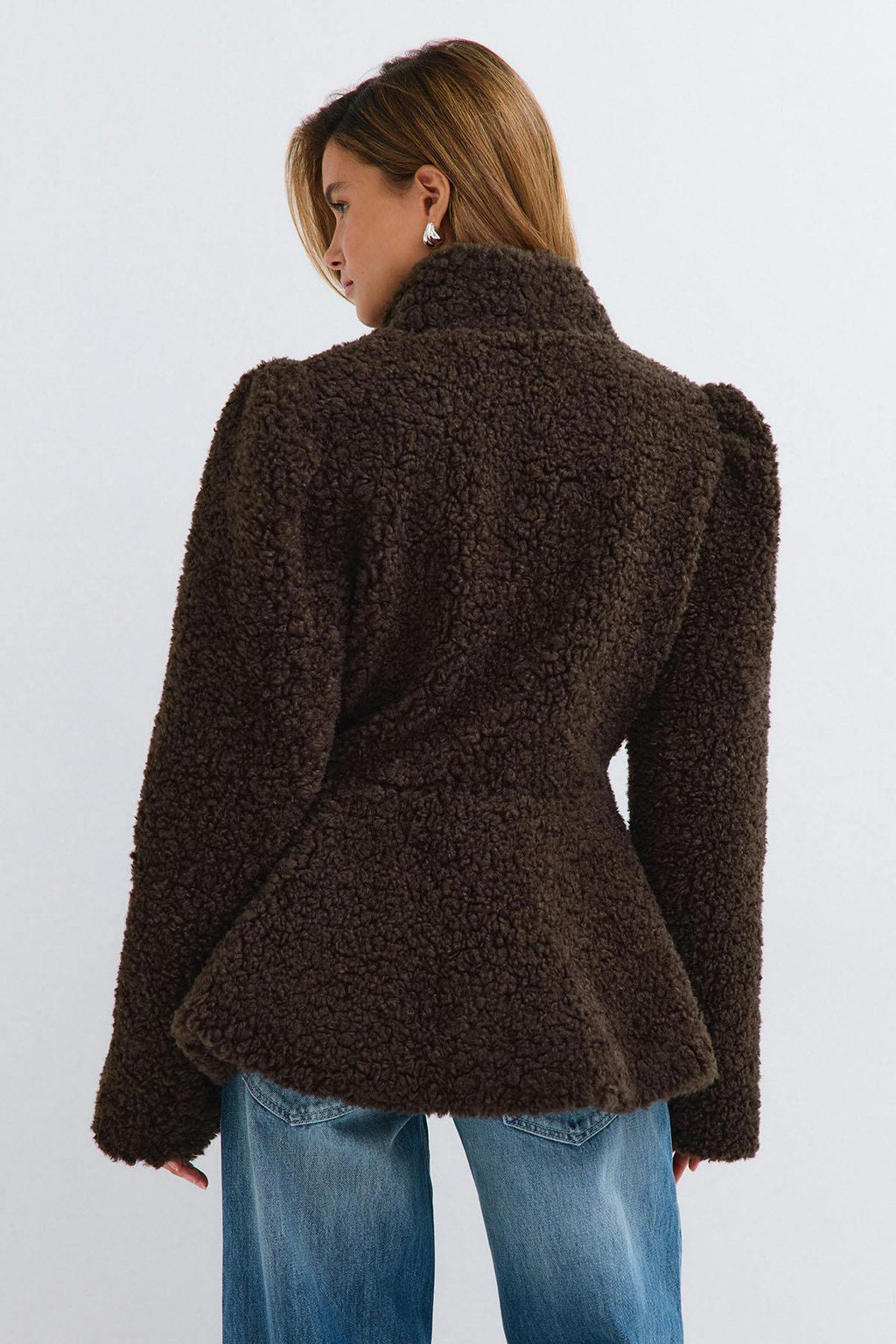Peplum pile jacket