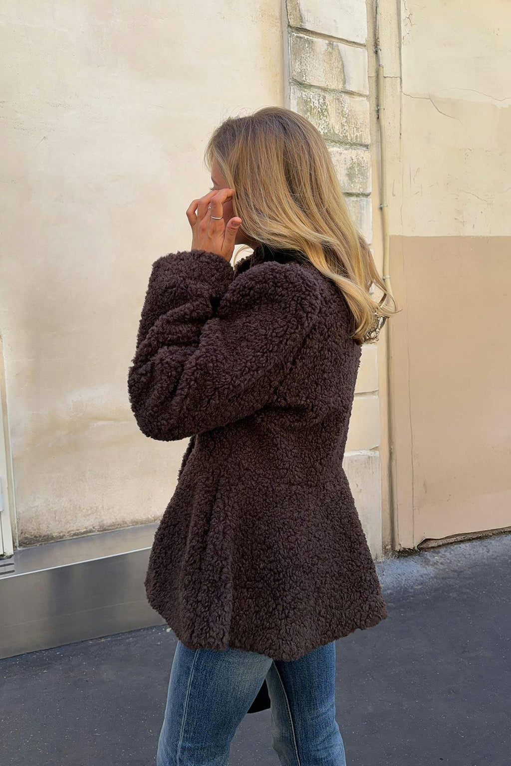 Peplum pile jacket