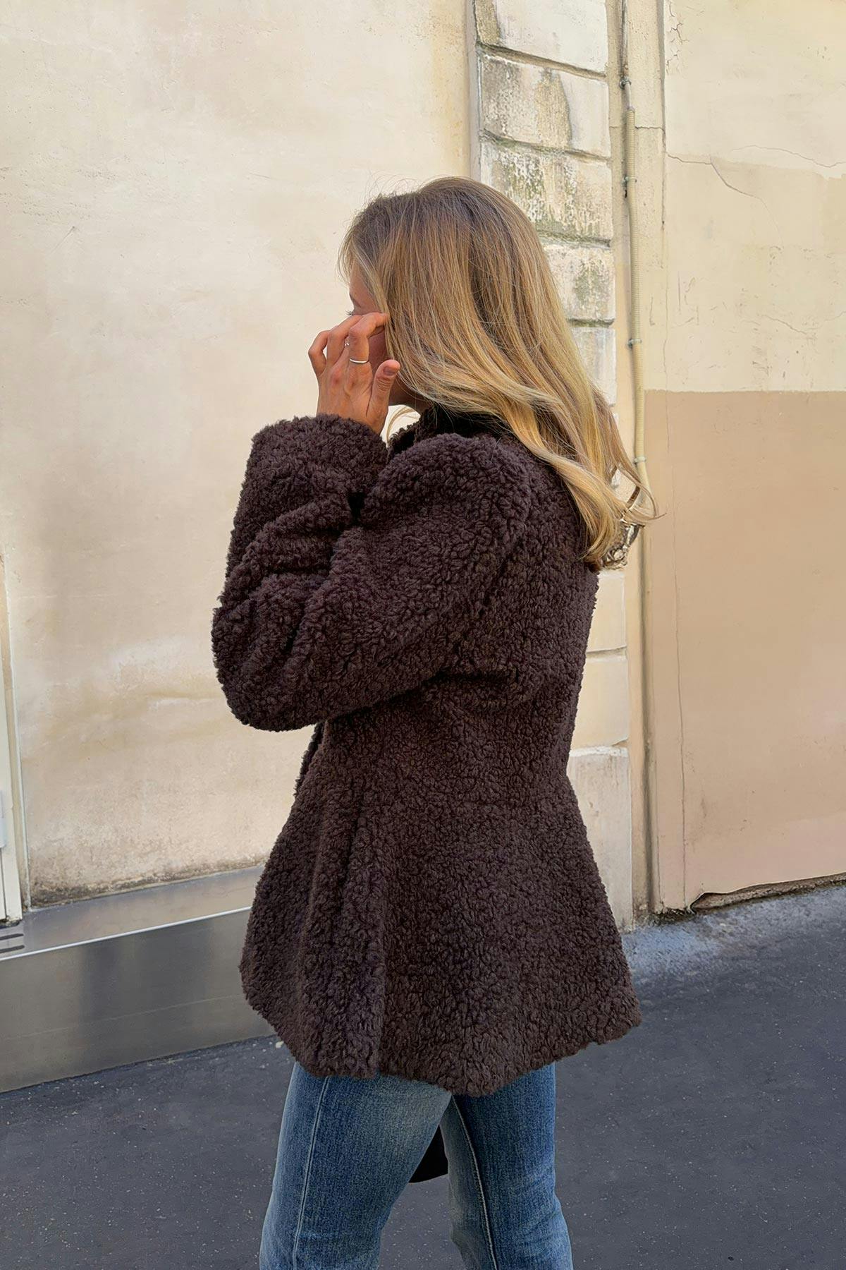 Peplum pile jacket