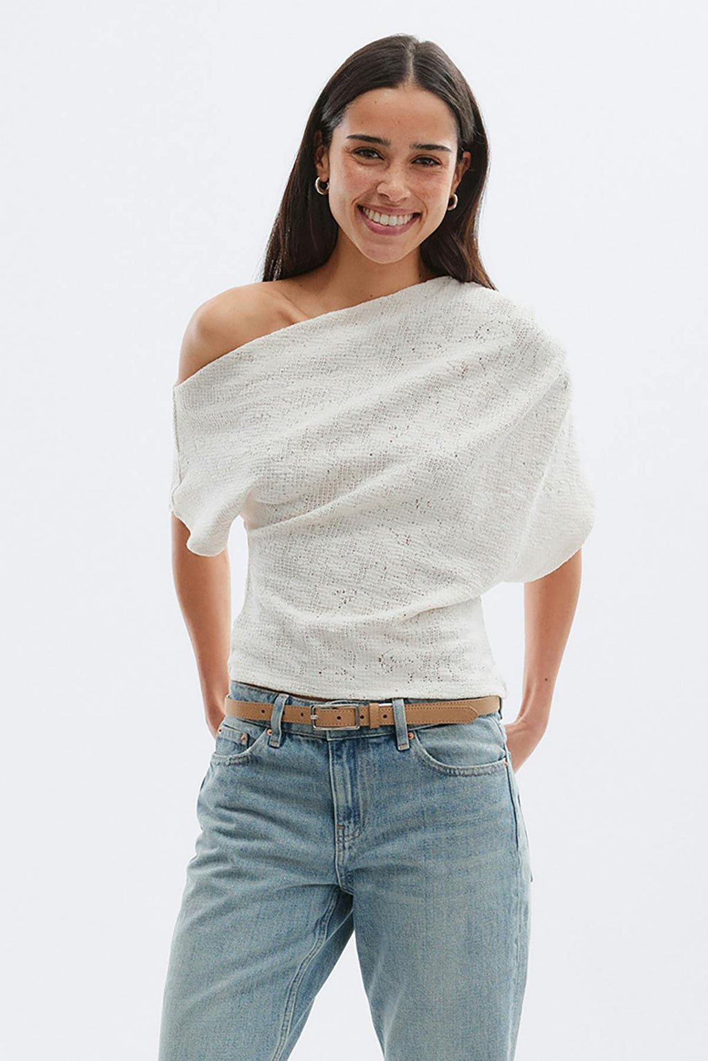 Lace dropped shoulder top