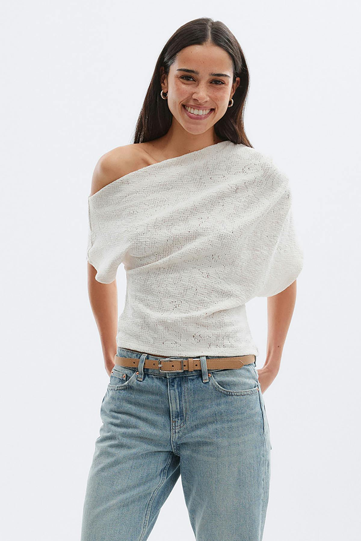 Lace dropped shoulder top