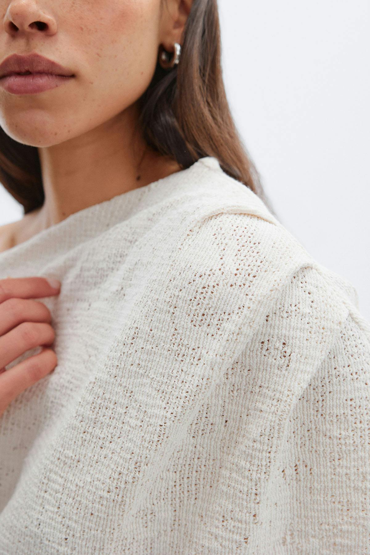 Lace dropped shoulder top