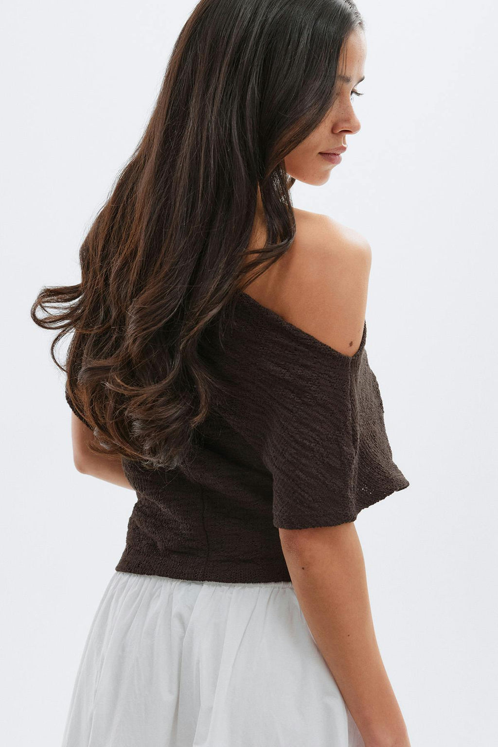 Lace dropped shoulder top