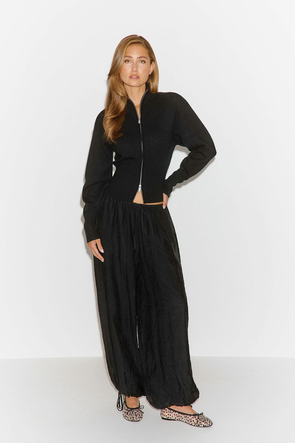 Knitted zip cardigan