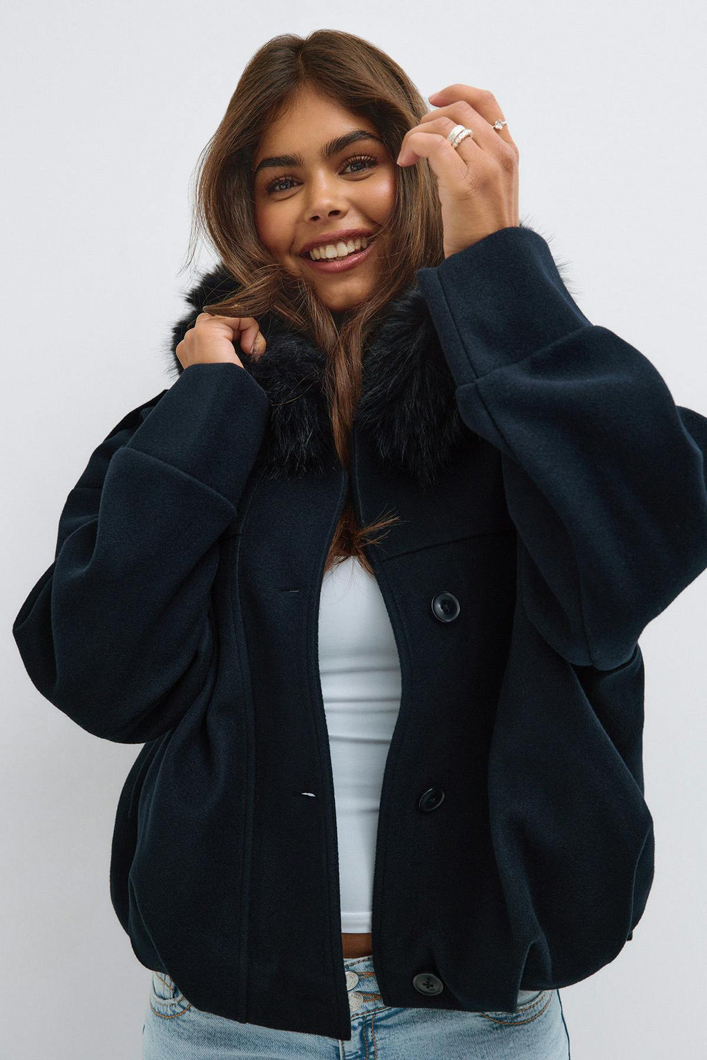 14+ fur hood jacket