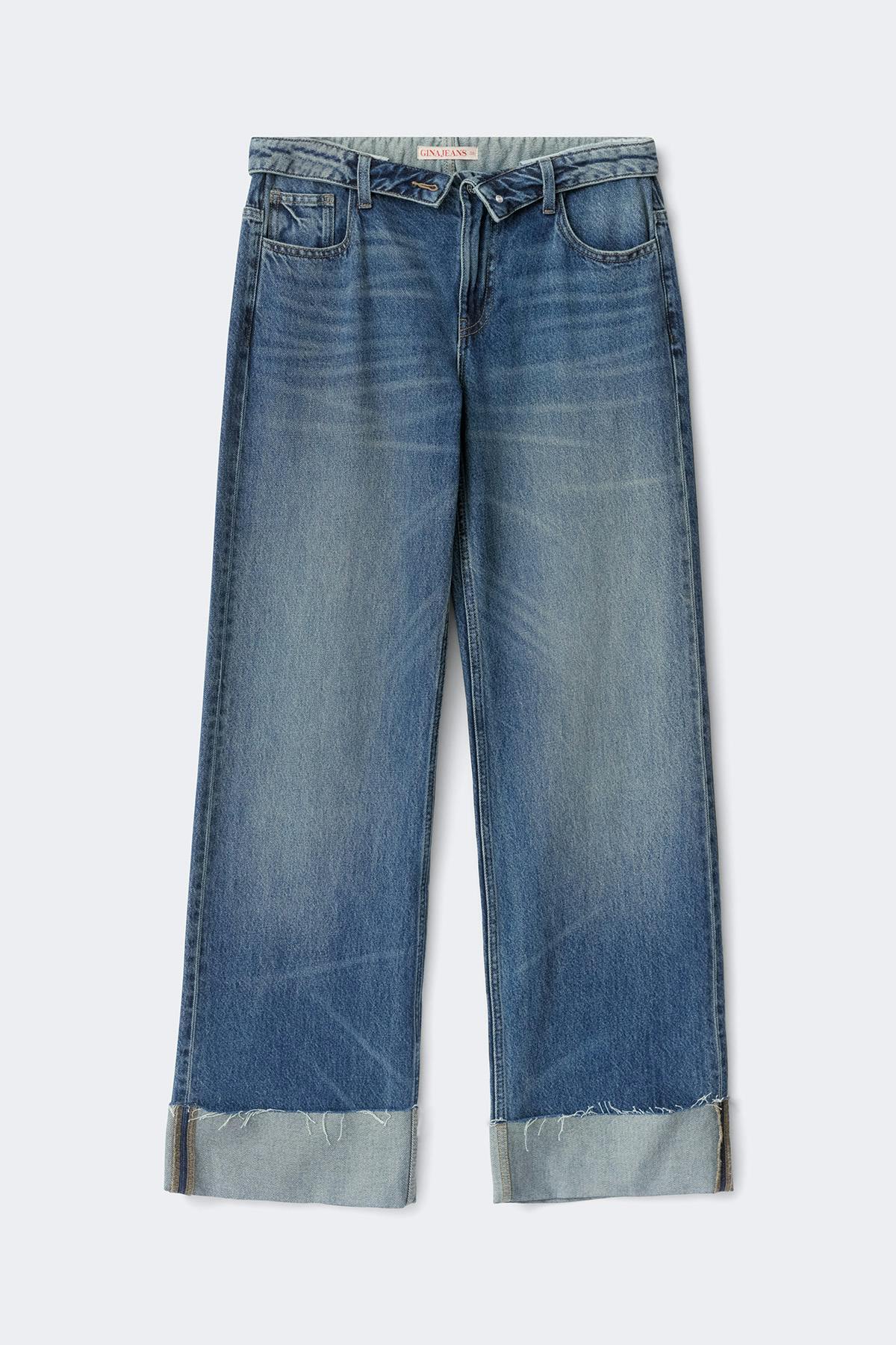 Waist flip wide jeans