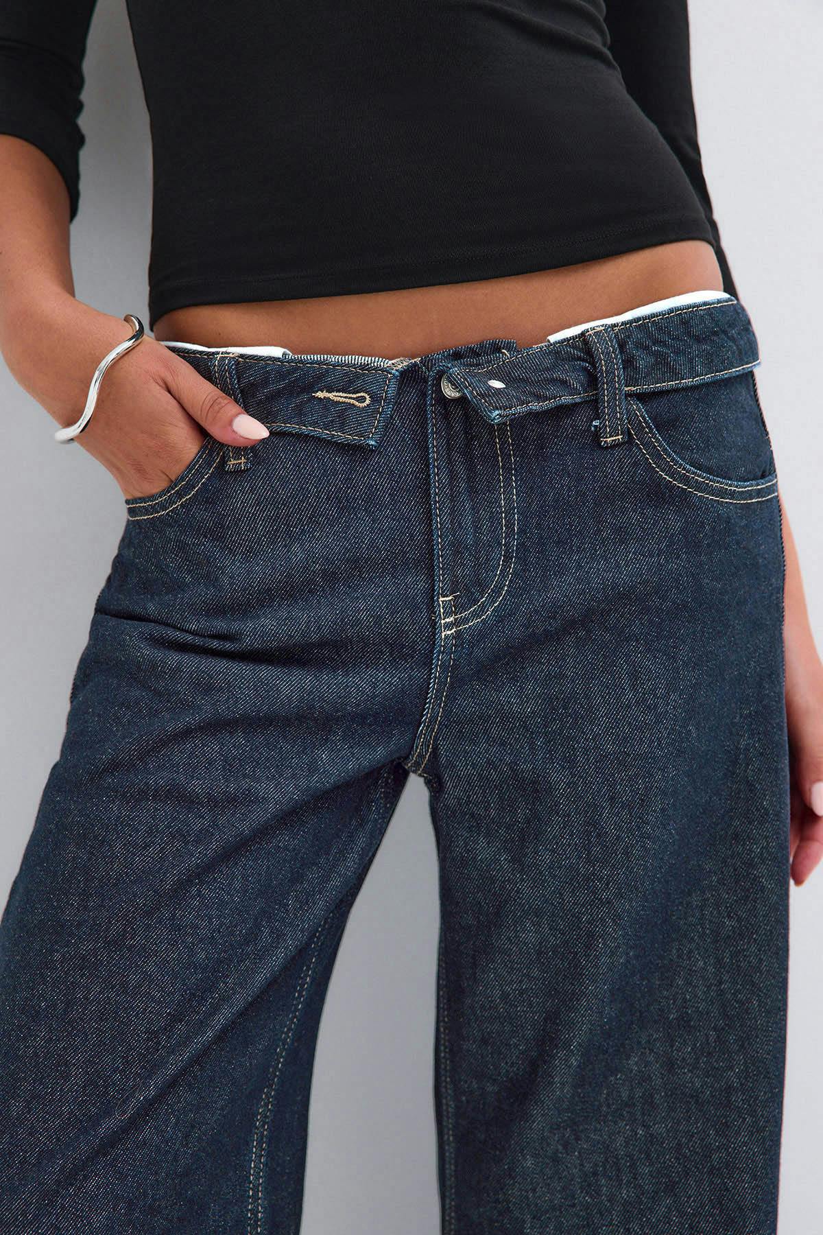 Waist flip wide jeans