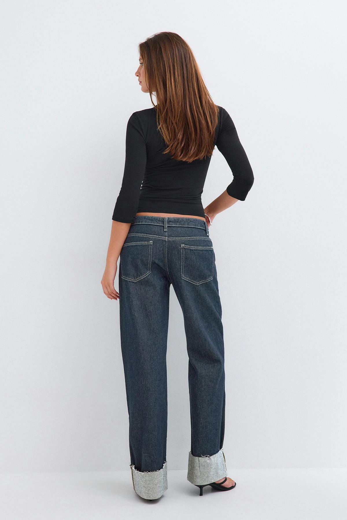 Waist flip wide jeans
