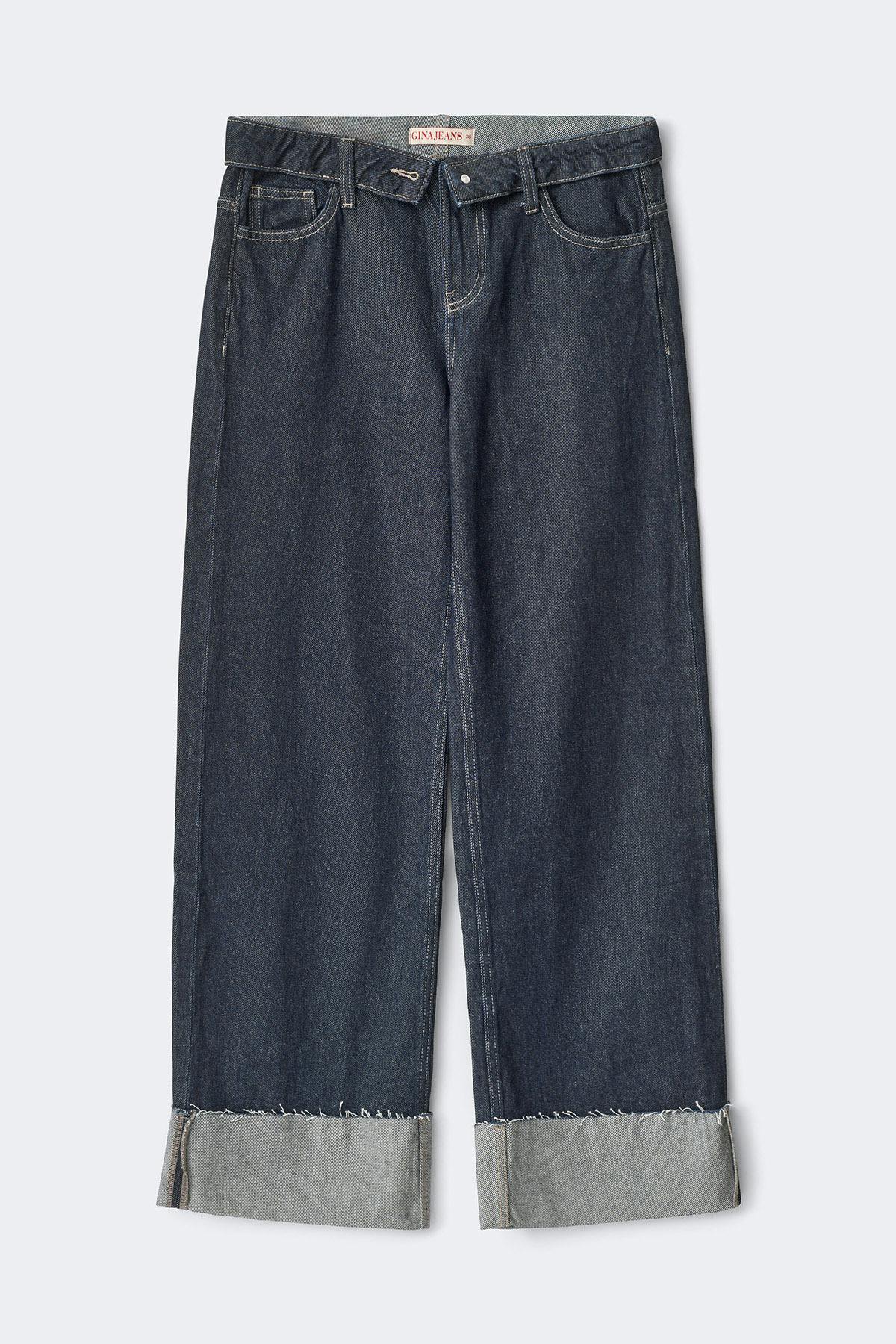 Waist flip wide jeans