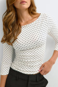 Quarter sleeve boatneck top