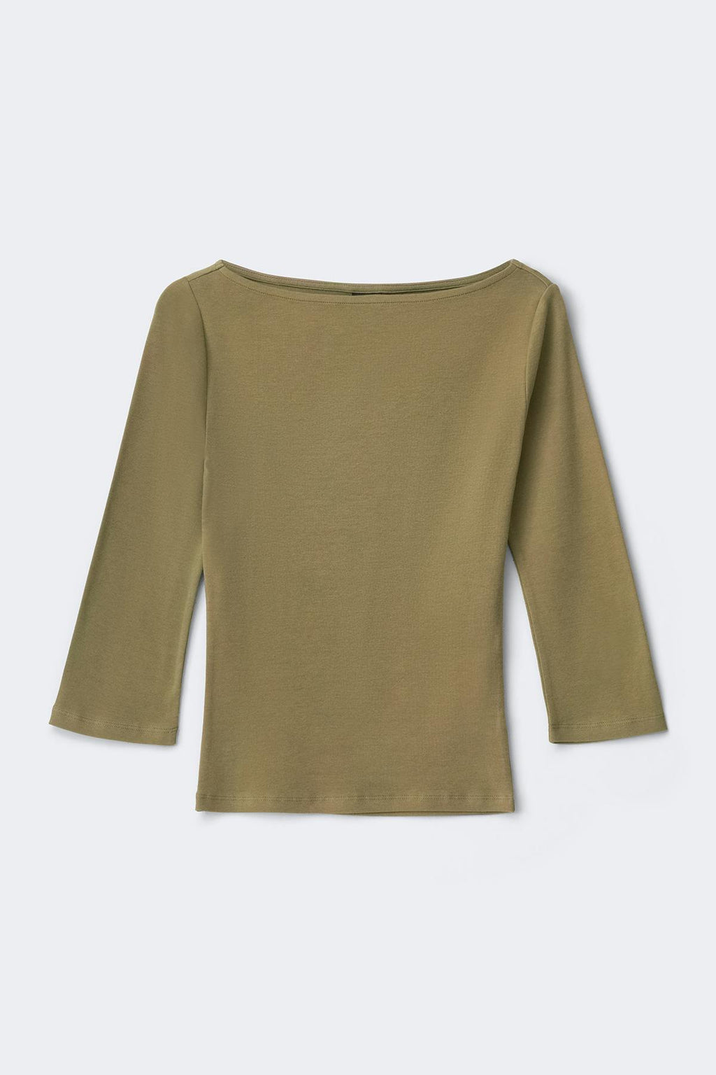 Quarter sleeve boatneck top