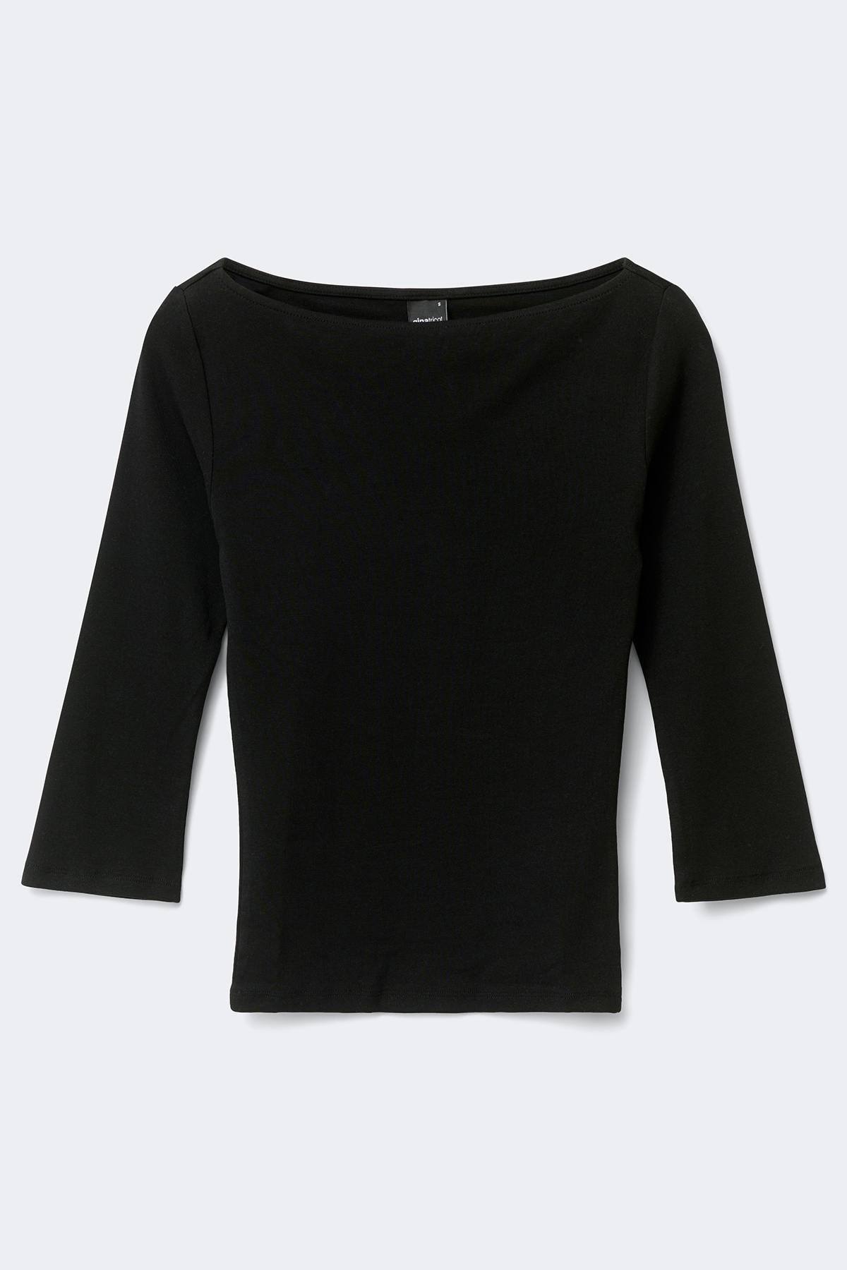 Quarter sleeve boatneck top