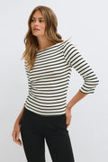 Quarter sleeve boatneck top