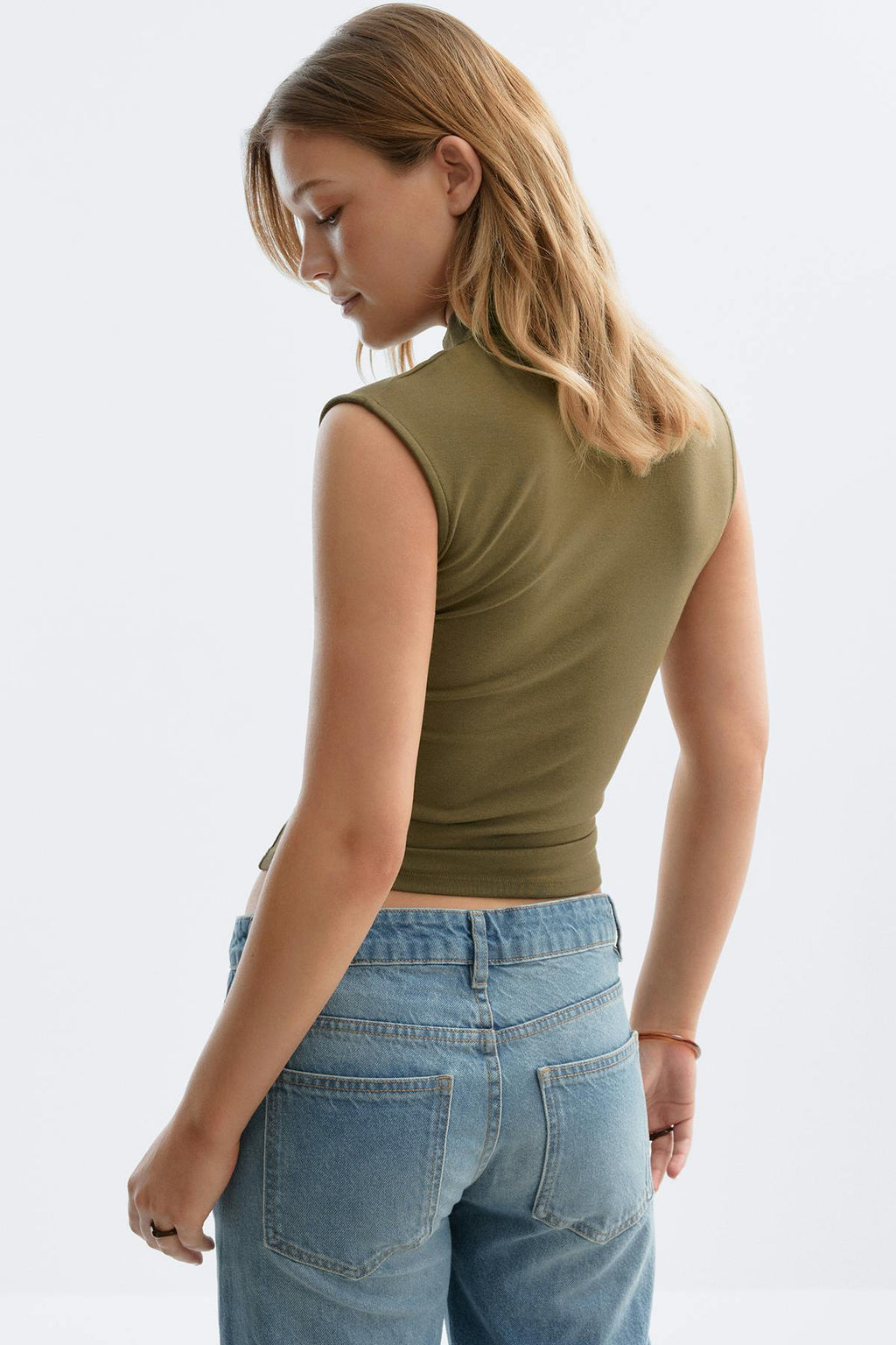 Mandarin collar button top