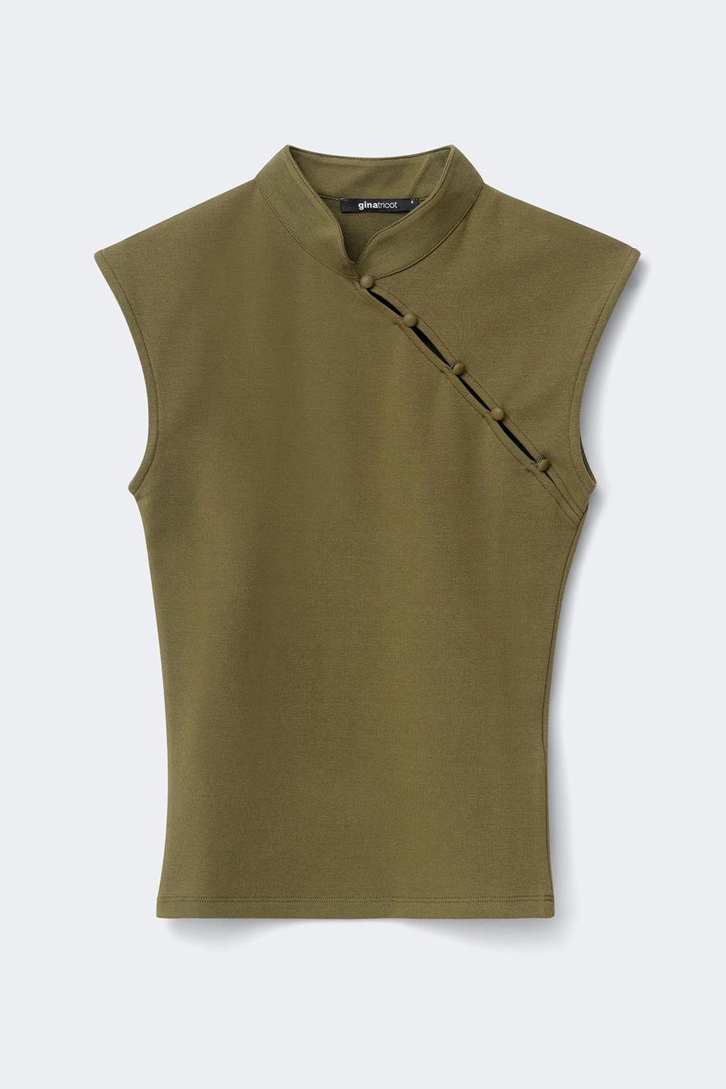 Mandarin collar button top