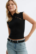 Mandarin collar button top