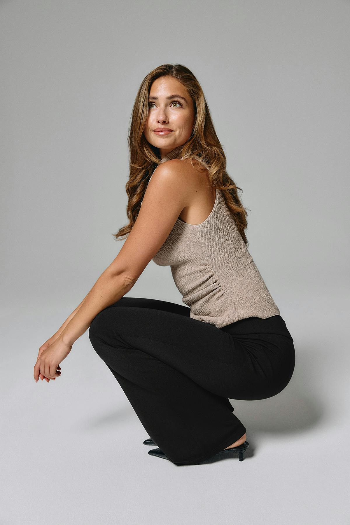 Mid waist flare trousers
