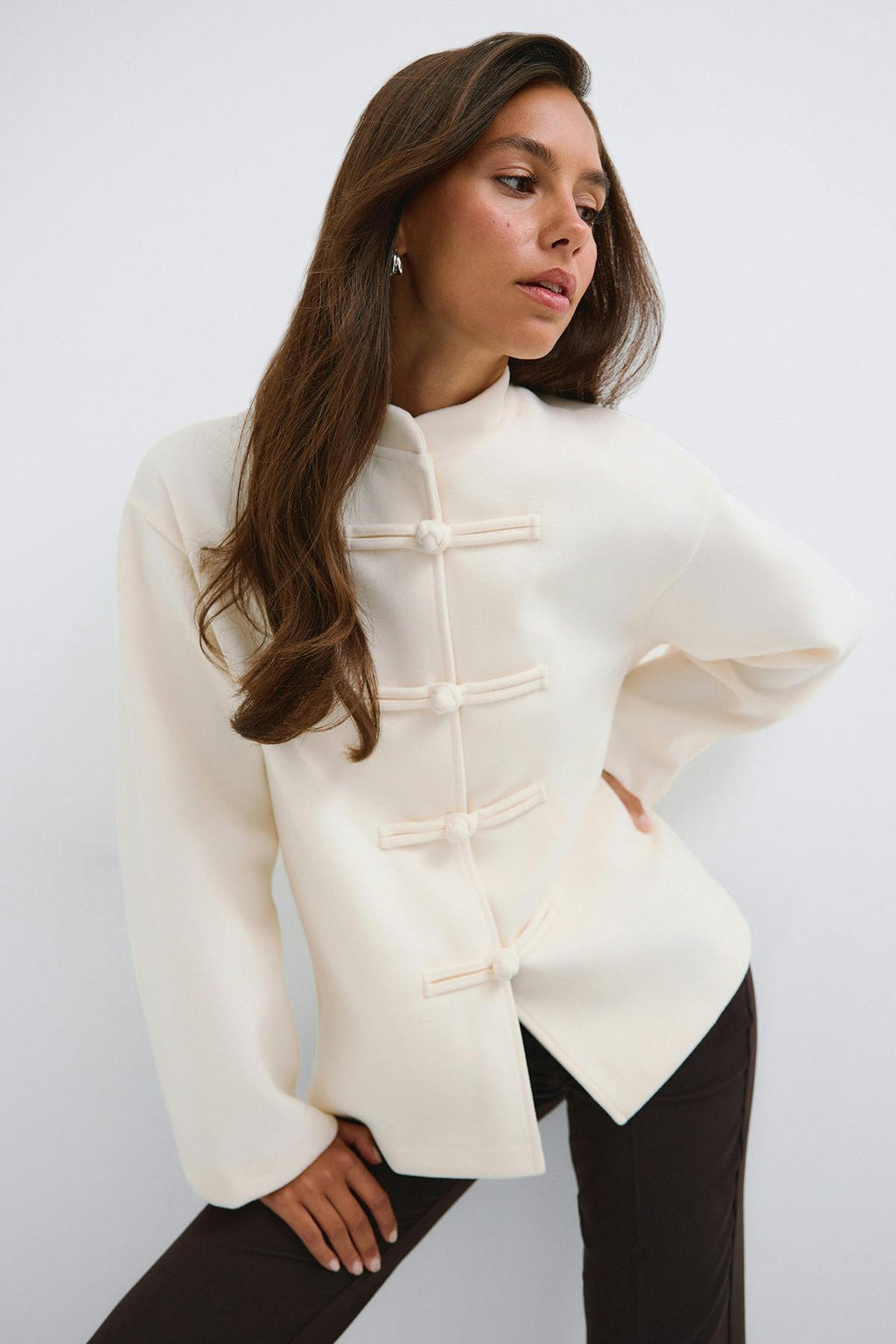 Mandarin button jacket