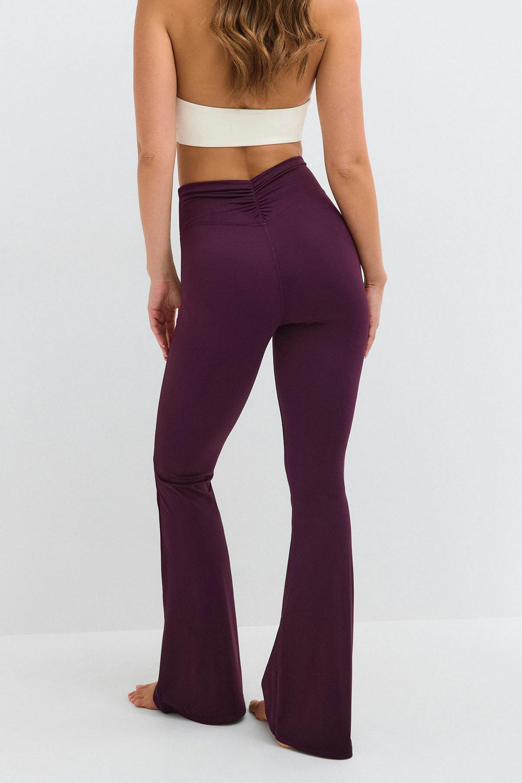 Ruched flare yoga tights