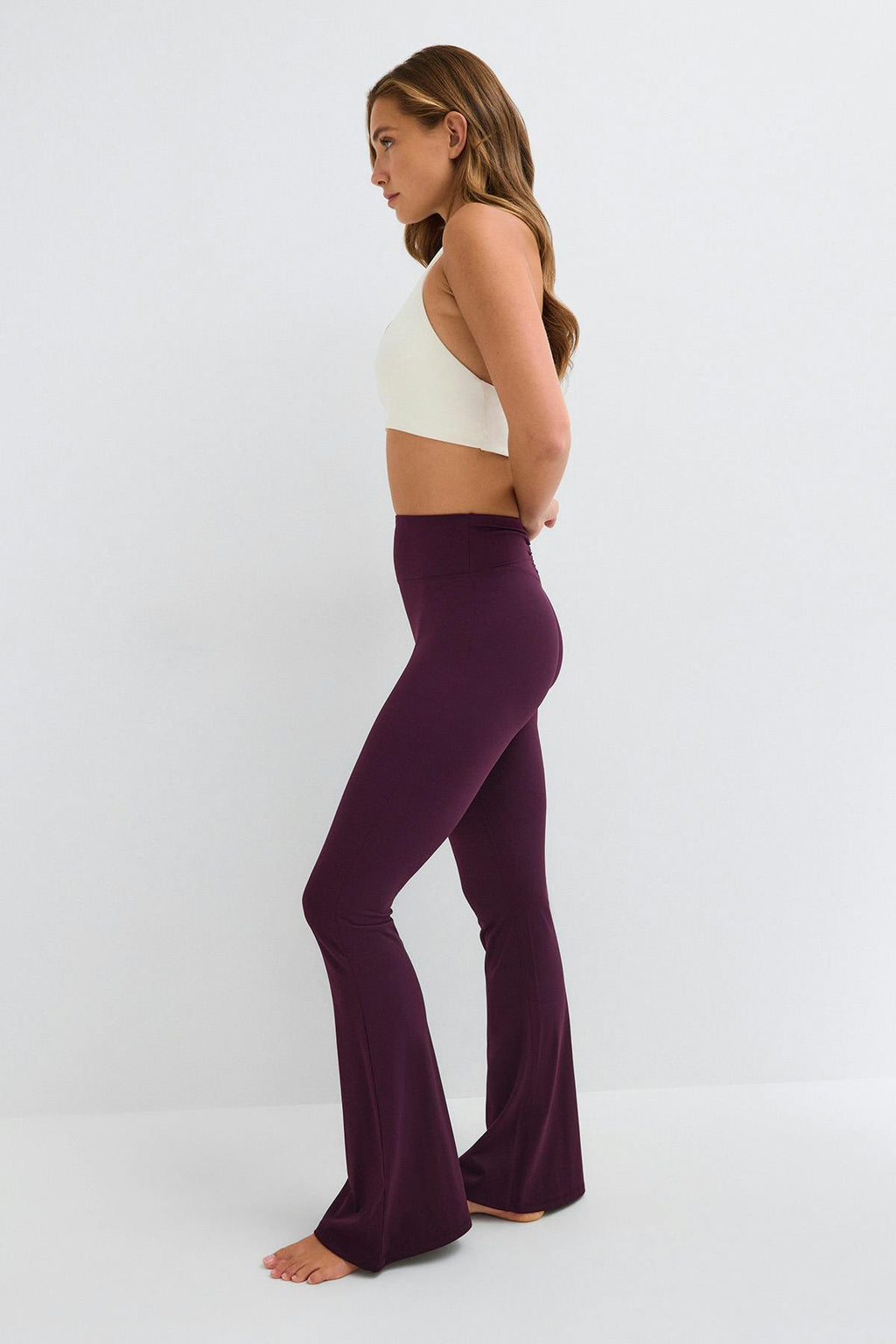 Ruched flare yoga tights