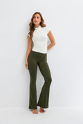 Ruched flare yoga tights