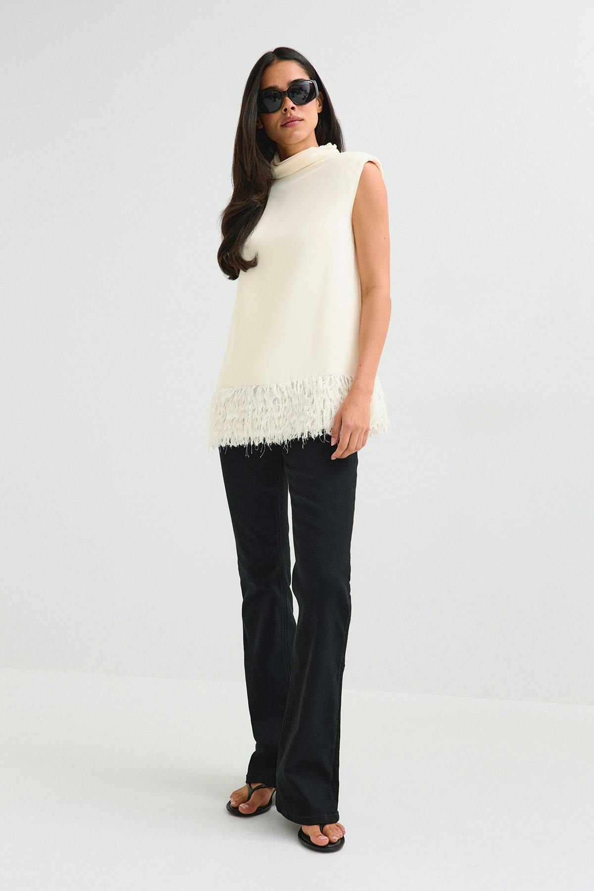 Faux feather top