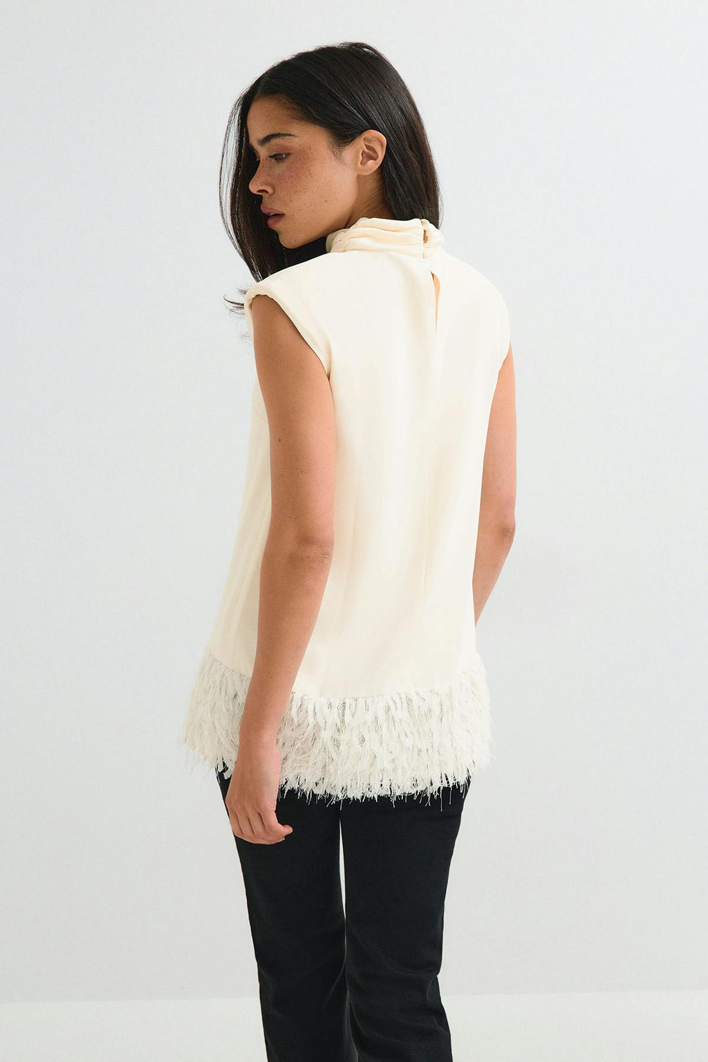 Faux feather top