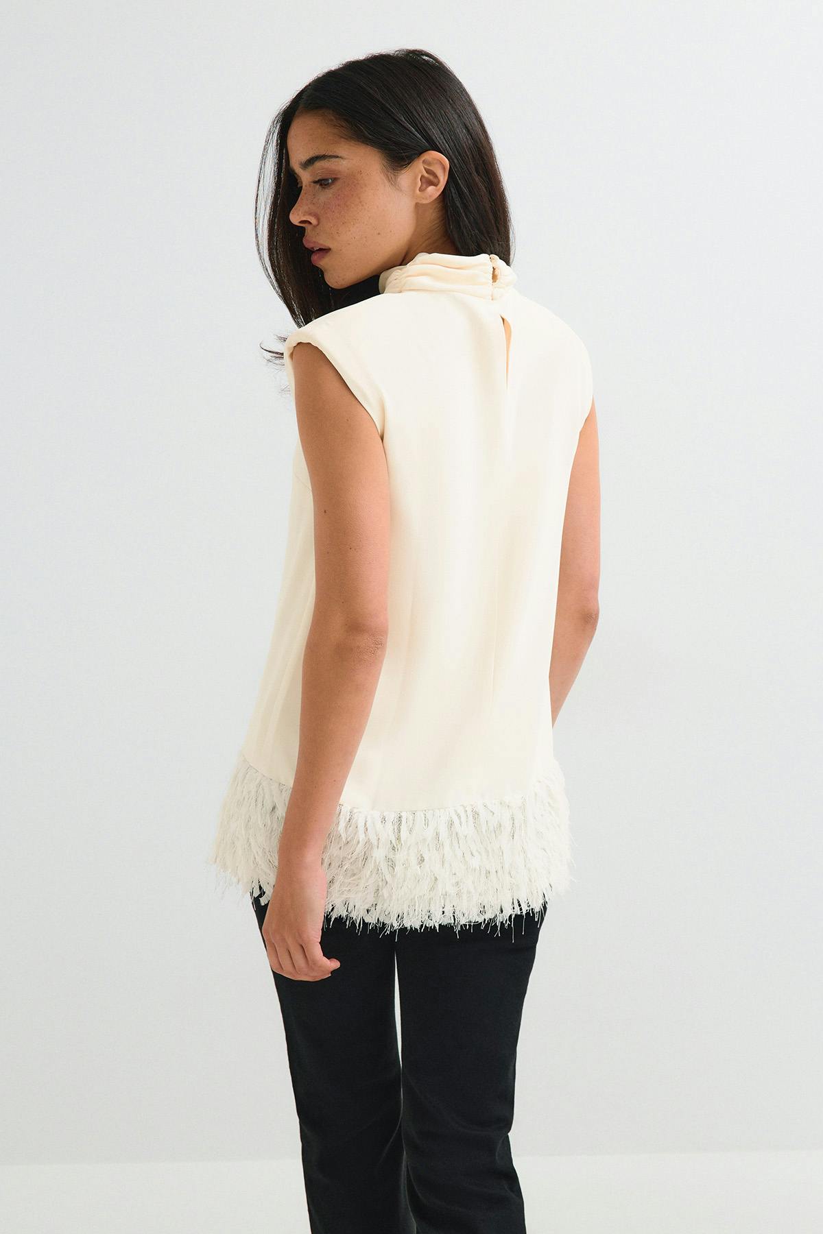 Faux feather top