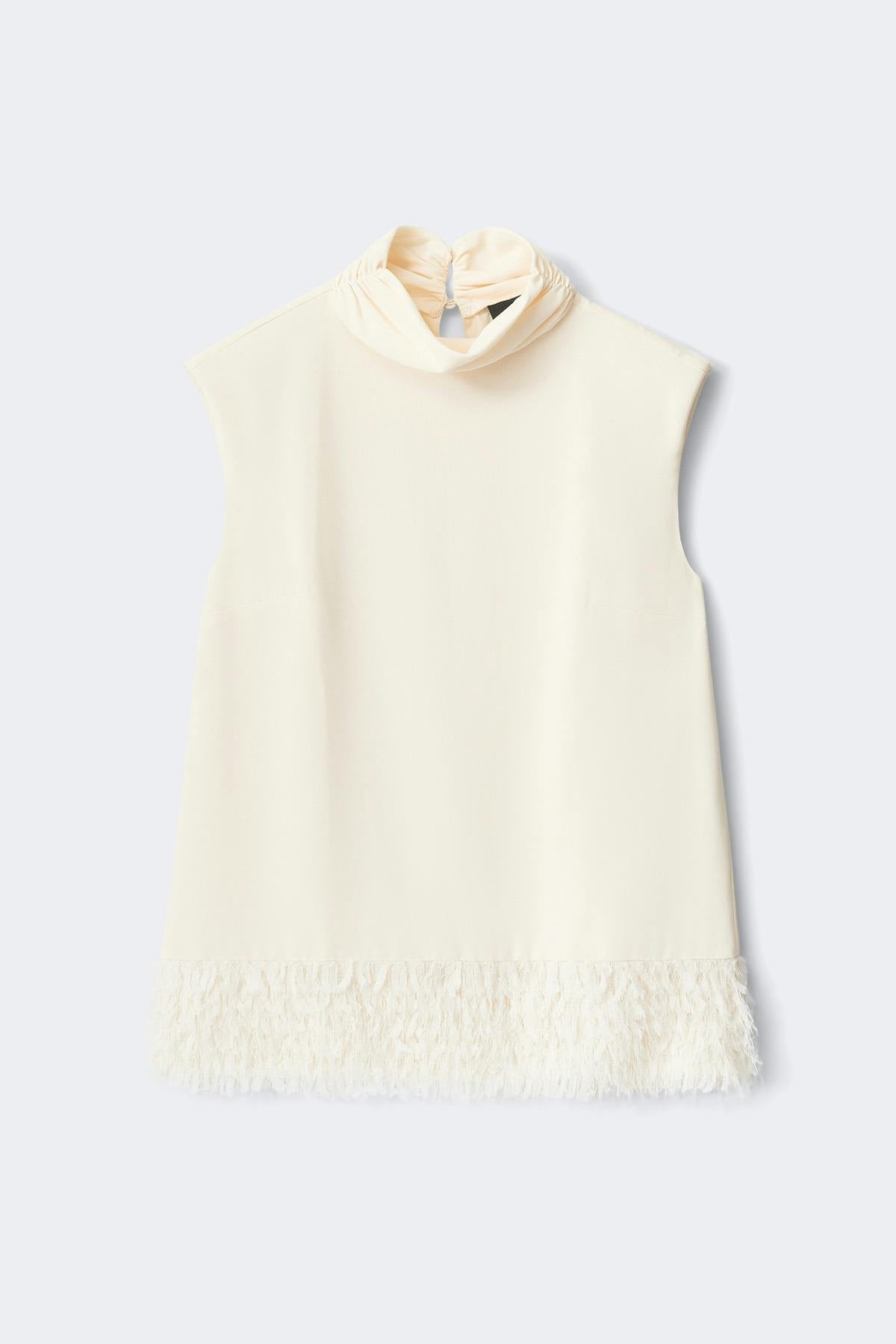 Faux feather top