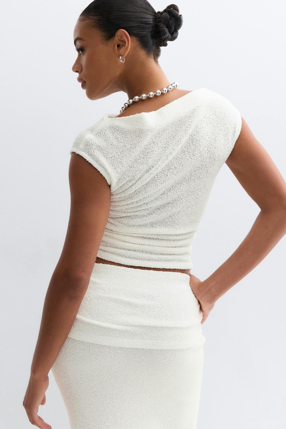 Boucle boatneck top