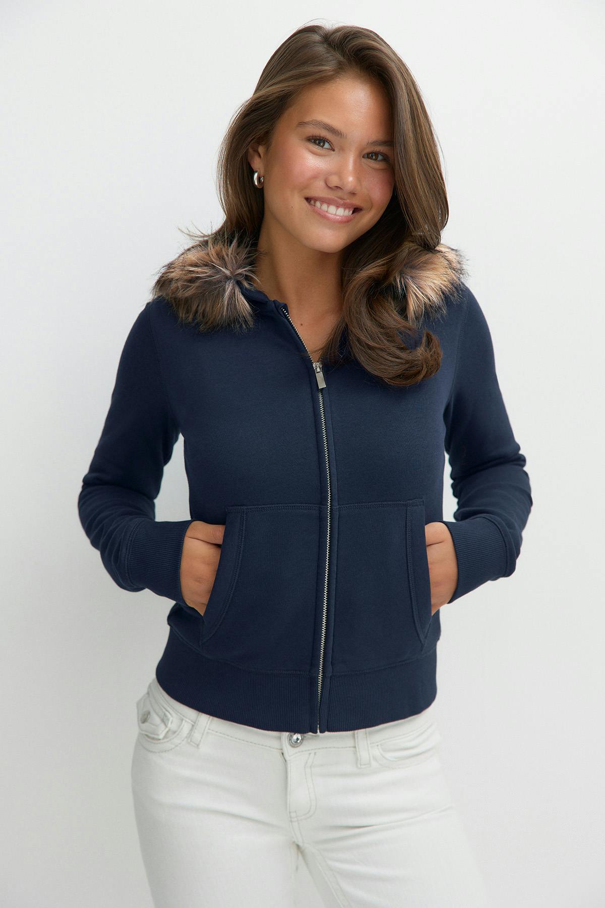 Y fur zip hoodie