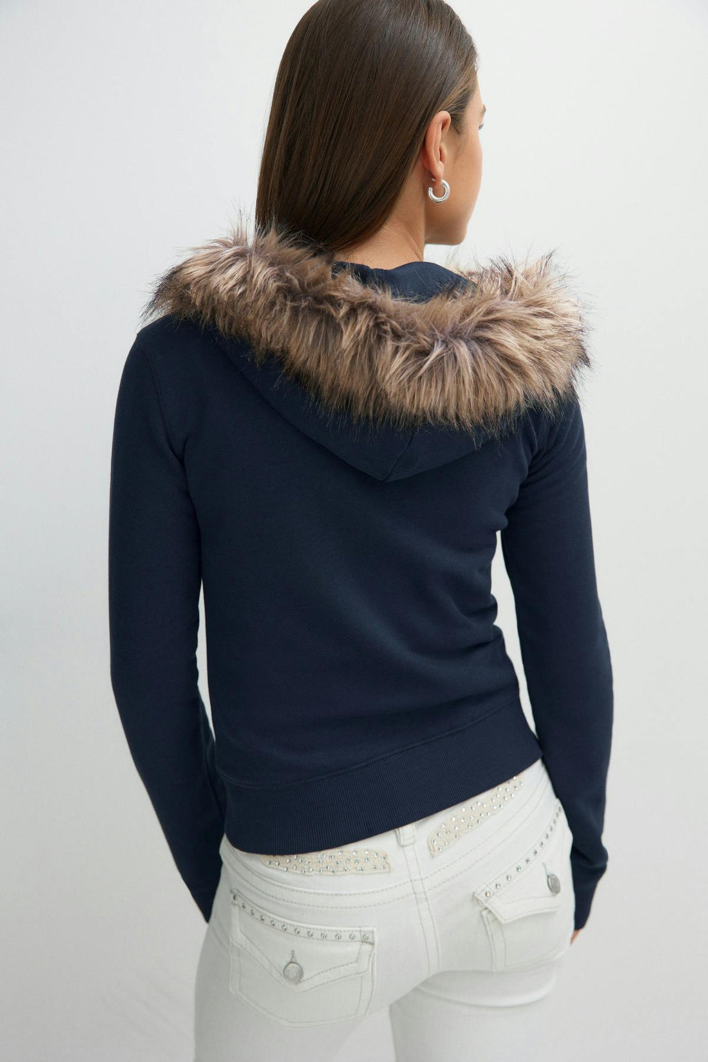 Y fur zip hoodie