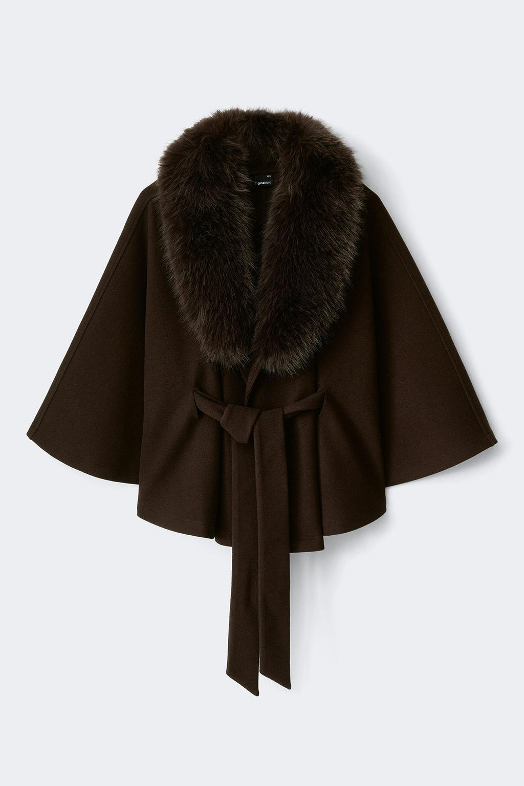 Faux fur collar cape jacket
