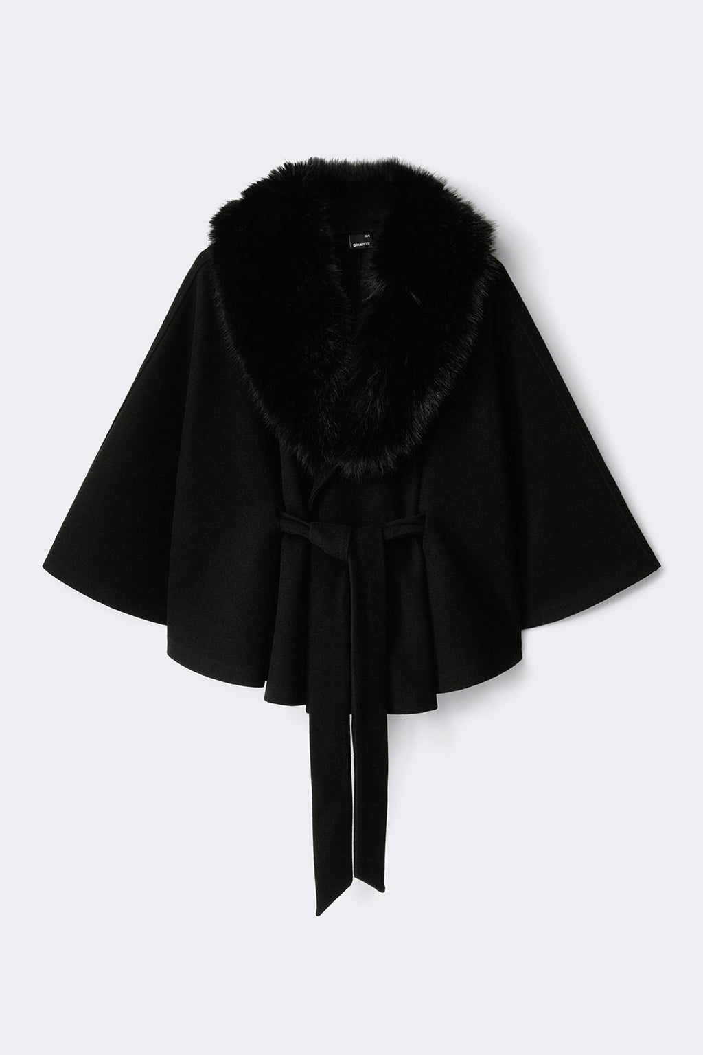 Faux fur collar cape jacket
