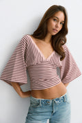 V-neck wide sleeve top