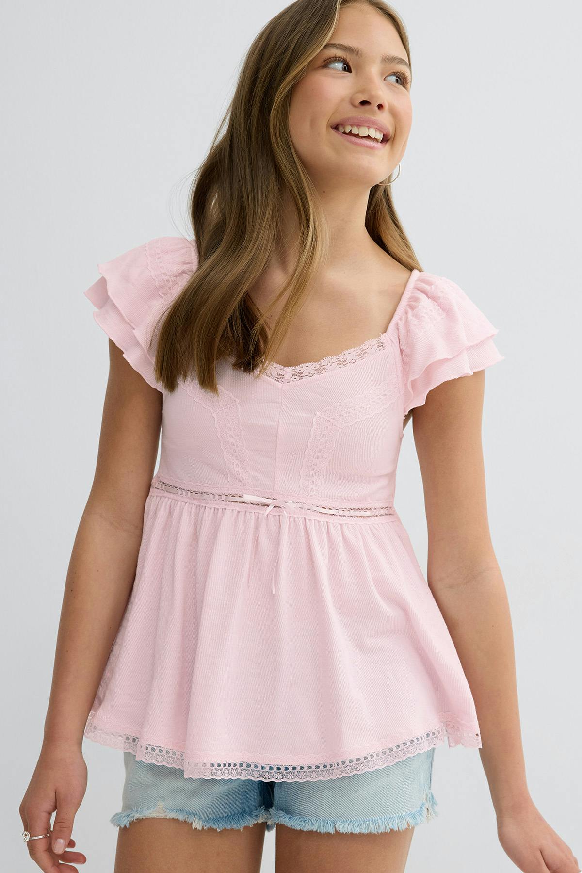 Y frill detail top