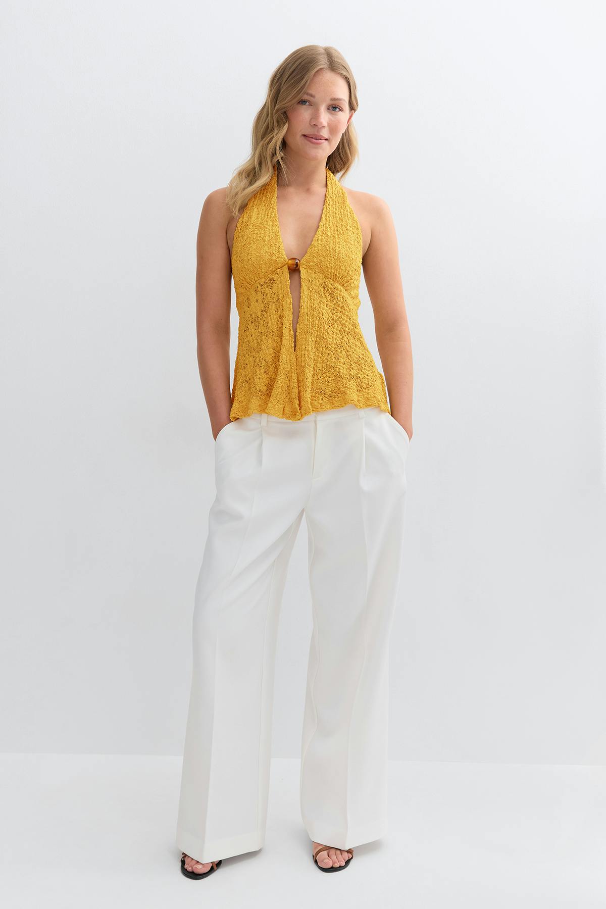 Lace halterneck top