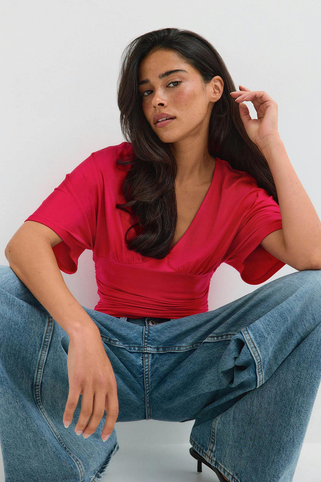 Shaped v-neck top